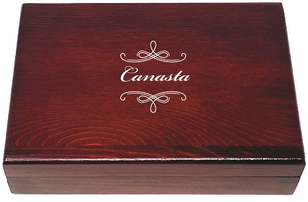 Canasta Mahogany Card Box with 2 Deck Set main image